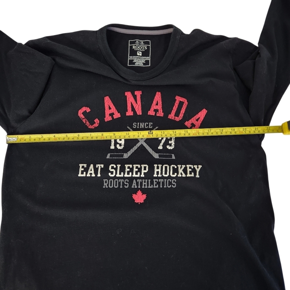 ROOTS Black Canada Eat Sleep Hockey Long Sleeve Tee – athletic graphic top – xl - Picture 8 of 10